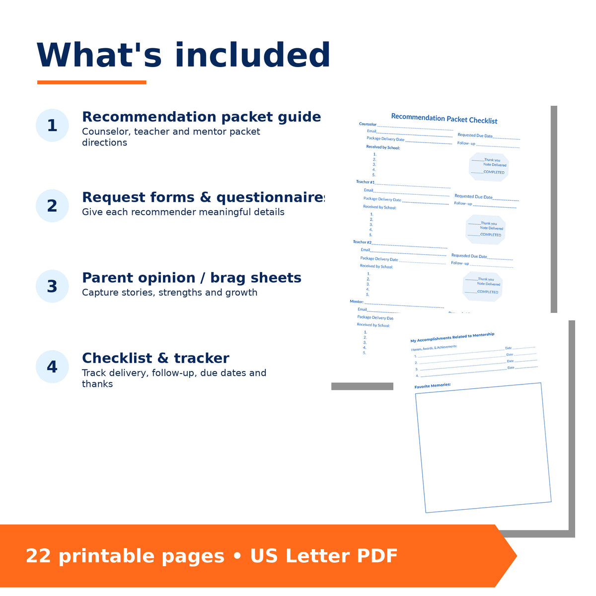 High School Recommendation Letter Workbook